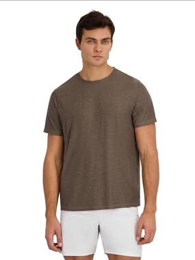 Outdoor Voices Heathered Taupe Short Sleeve Crew Tee